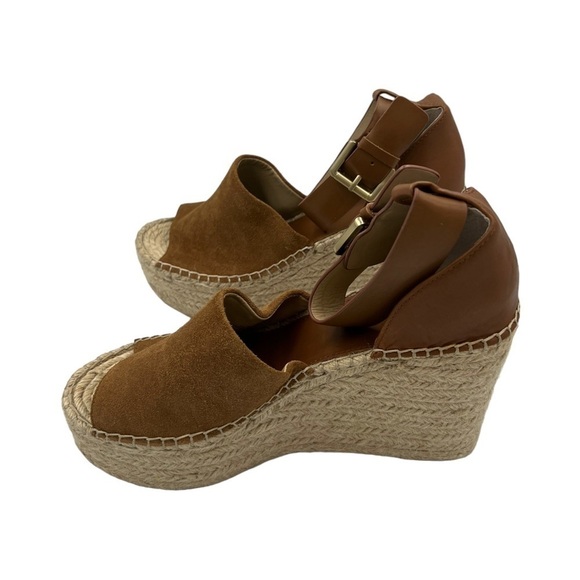 NWOT MARC FISHER Adalyn Platform Wedge Leather Espadrille Sandals Brown 9.5M - Picture 10 of 13
